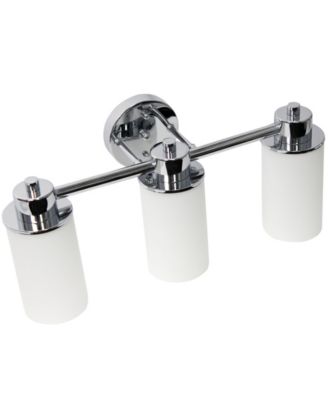 Essentix Contemporary Three Light Metal and Opaque White Glass Shade Vanity Uplight Downlight Wall Mounted Fixture 