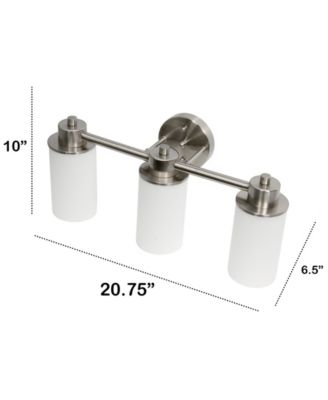 Essentix Contemporary Three Light Metal and Opaque White Glass Shade Vanity Uplight Downlight Wall Mounted Fixture 