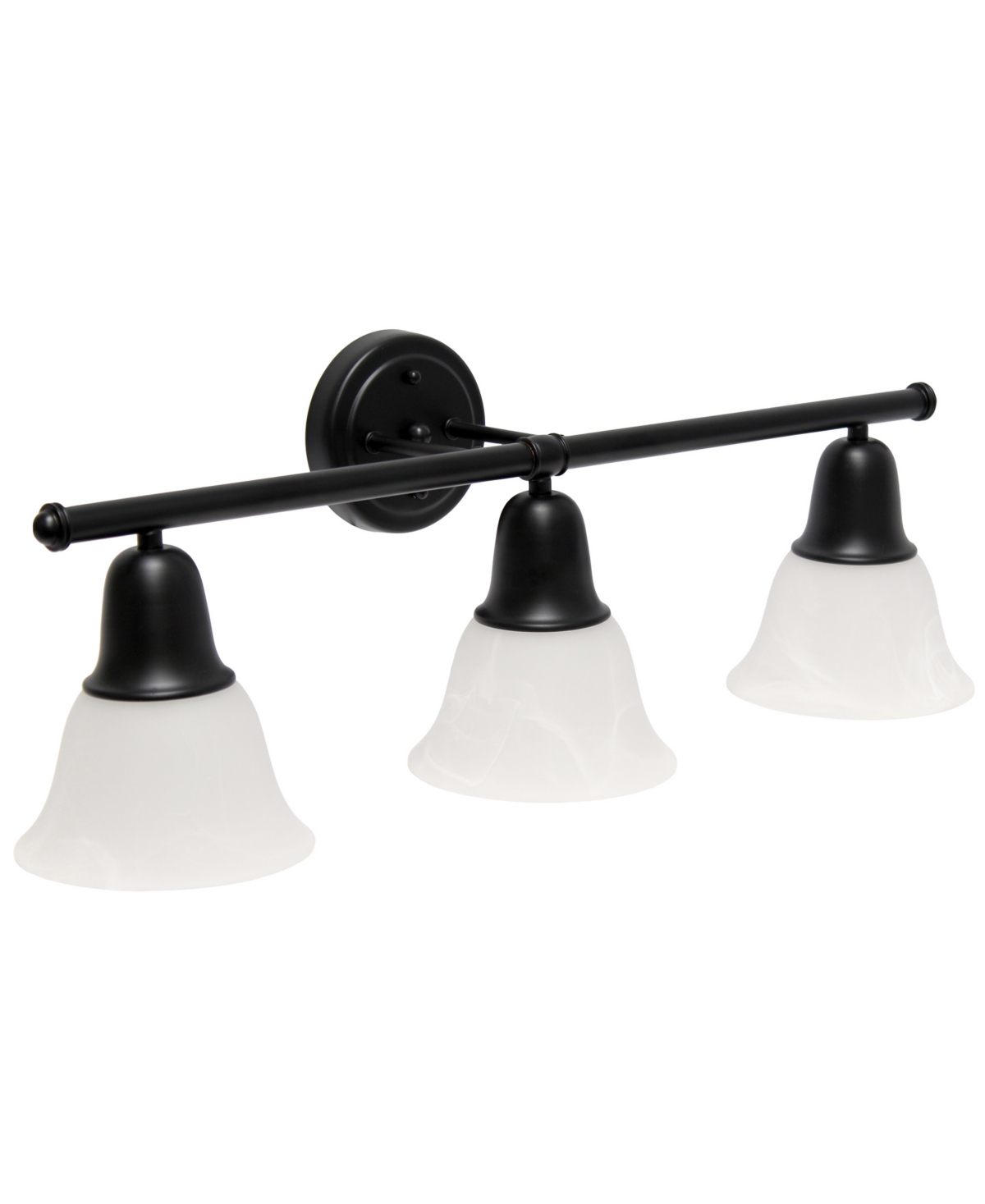 Lalia Home Essentix Contemporary Three Light Metal and Alabaster White Glass Shade Vanity Uplight Downlight Wall Mounted Fixture