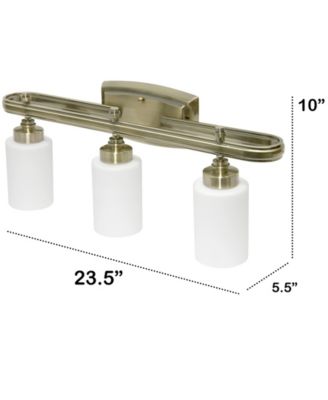 Essentix Contemporary Three Light Metal and Opaque White Glass Shade Vanity Uplight Downlight Wall Mounted Fixture 