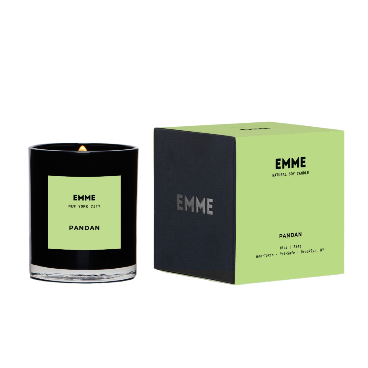 Natural Soy Pandan Scented Candle Jar, 10 oz - Black