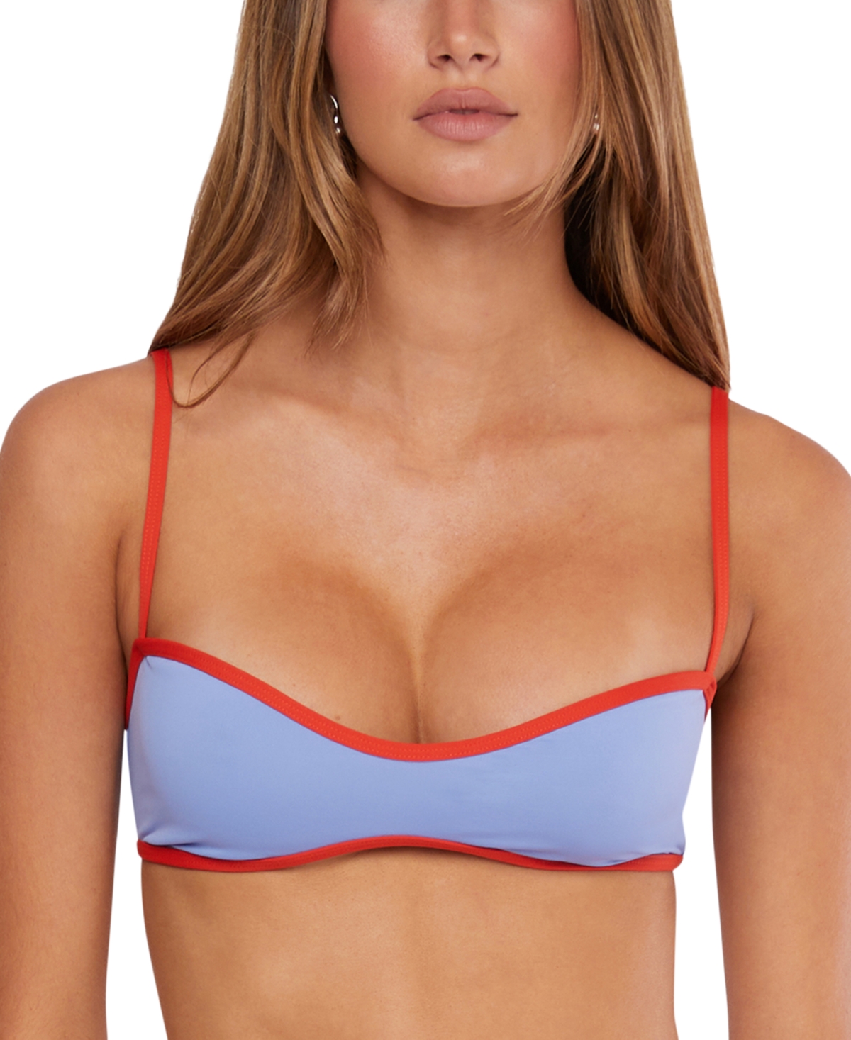 Shop Weworewhat Women's Sport Colorblocked Bikini Top In Blue,fiery Red