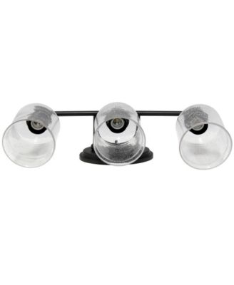 Studio Loft Modern Three Light Metal and Clear Seeded Glass Shade Vanity Uplight Downlight Wall Mounted Fixture 