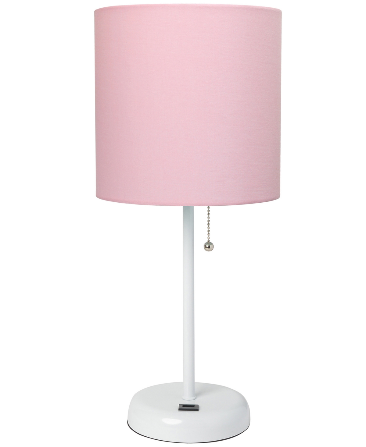 Shop Creekwood Home Oslo 19.5" Contemporary Bedside Usb Port Feature Standard Metal Table Desk Lamp In White,light Pink