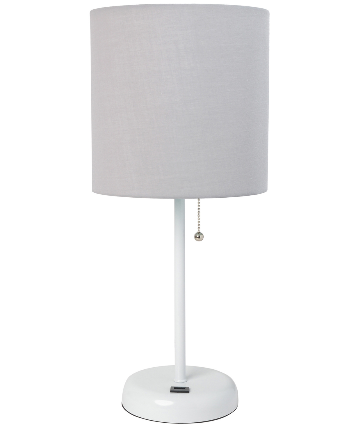 Shop Creekwood Home Oslo 19.5" Contemporary Bedside Usb Port Feature Standard Metal Table Desk Lamp In White Gray