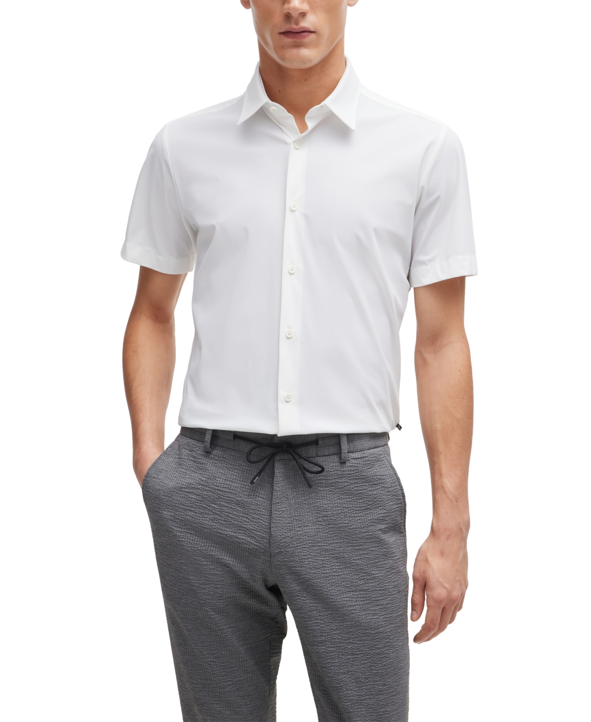 Hugo Boss Boss By  Men's Performance-stretch Slim-fit Dress Shirt In White