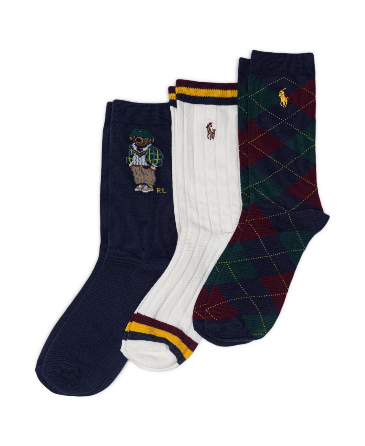 Shop Polo Ralph Lauren Big Boys Cambridge Boy Bear 3 Pack Socks In Asst
