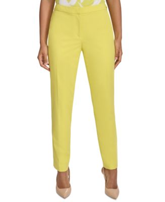 Calvin Klein Women's Slim Leg Ankle Windowpane Pants Charcoal Size 6