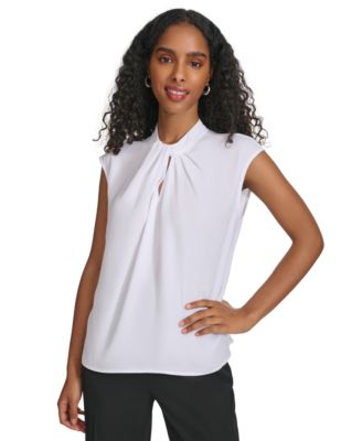 calvin klein pleated neck top