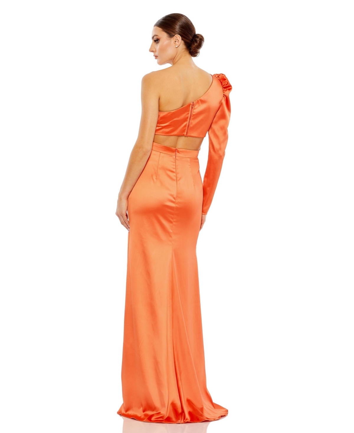Mac Duggal Women's Ieena Puff One Sleeve Cut Out Side Knot Gown