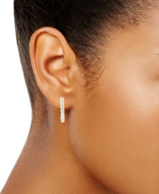 Lab Grown Diamond Bezel In & Out Small Hoop Earrings (2 ct. t.w.) in 14k White, Yellow or Rose Gold