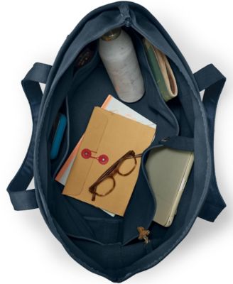 Large Solid Color 5 Pocket Zip Top Long Handle Canvas Tote Bag