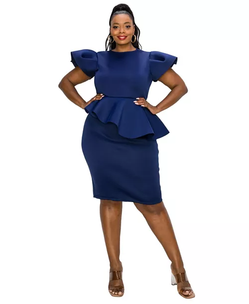 plus size calista neoprene peplum dress