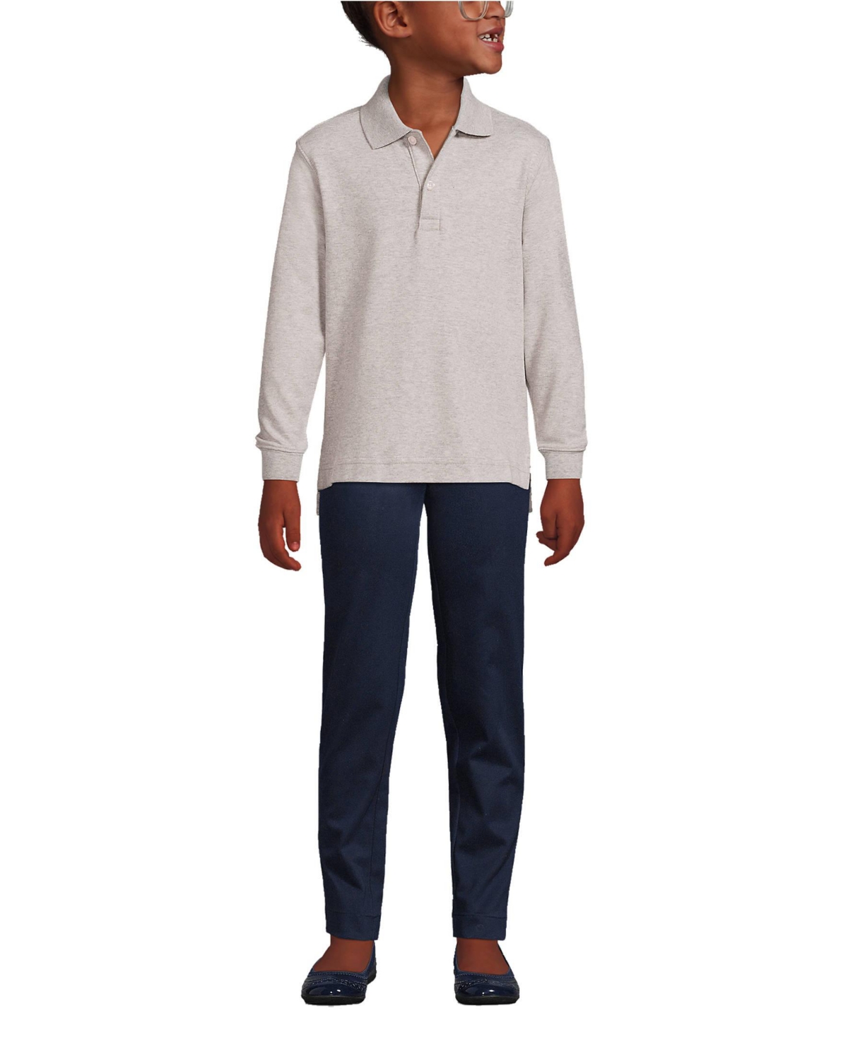 Lands' End Girls Long Sleeve Interlock Polo Shirt