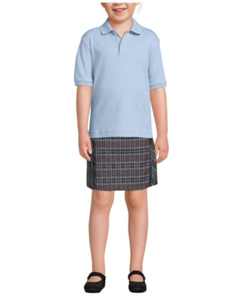 Поло Lands' End Husky Heritage Interlock Short Sleeve Polo для мальчиков, цвет: Синий