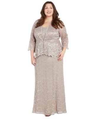 R & M Richards - Plus Size Metallic Lace Jacket and Dress