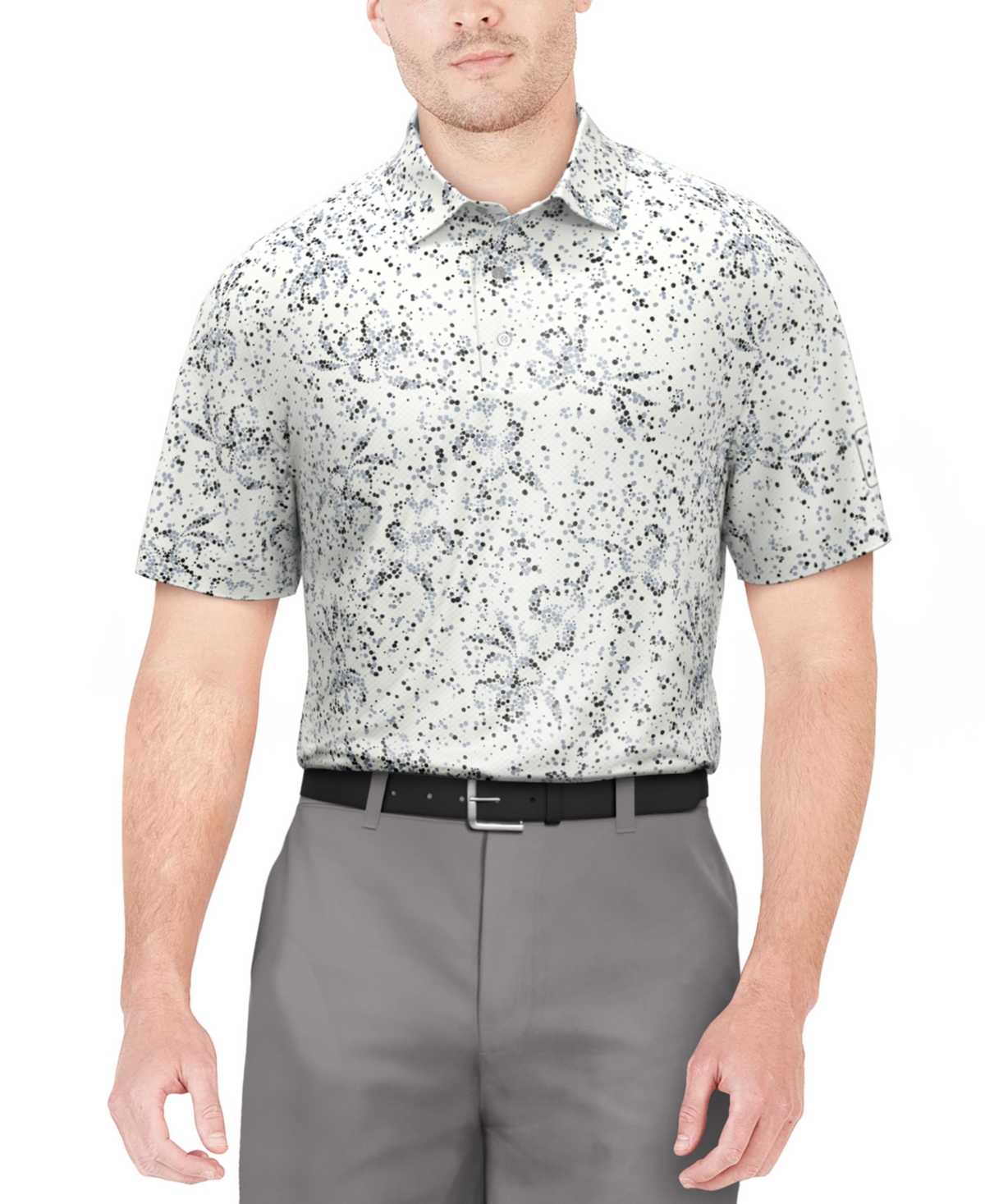 Men's Clustered Confetti Short Sleeve Performance Golf Polo Shirt - Iron Gate/
