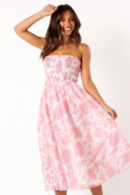 strapless midi beach dress Summer Cream Midi Dress - US 10