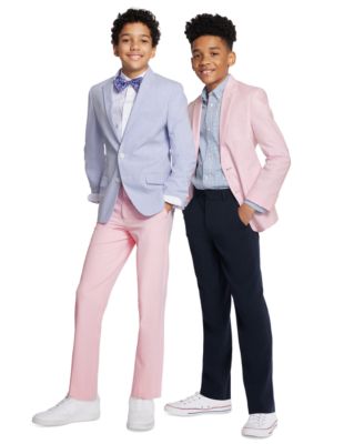 Tommy Hilfiger Kids' Big Boys Oxford Sport Coat Seersucker Sport Coat Tattersall Shirt Poplin Dress Shirt With Bow Tie Th In Pink