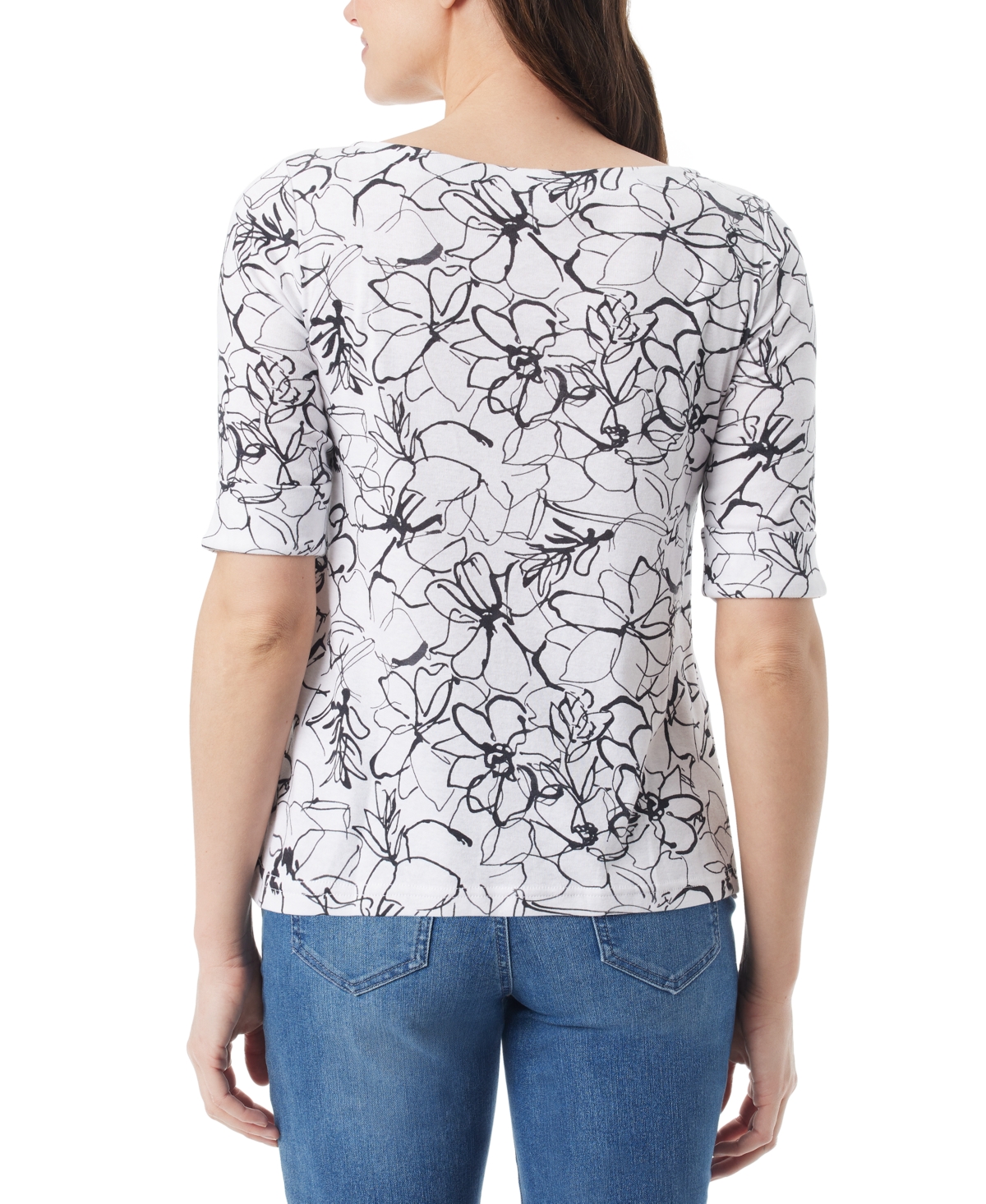 Gloria Vanderbilt Women's Alanis Boat Neck Elbow-Sleeve T-Shirt