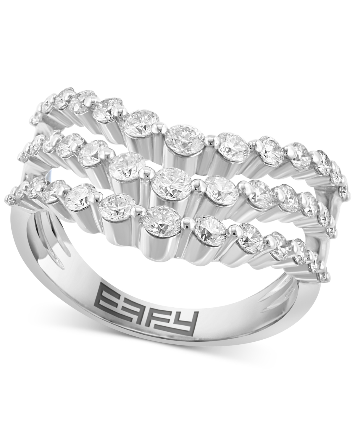 Effy Diamond Triple Row Contour Ring (1-1/5 ct. t.w.) in 14k White Gold - White Gold