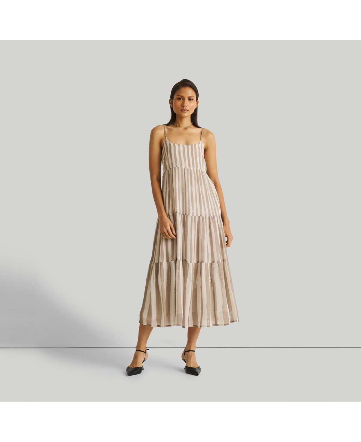 Women's Strappy Tiered Maxi Dress - Light beige