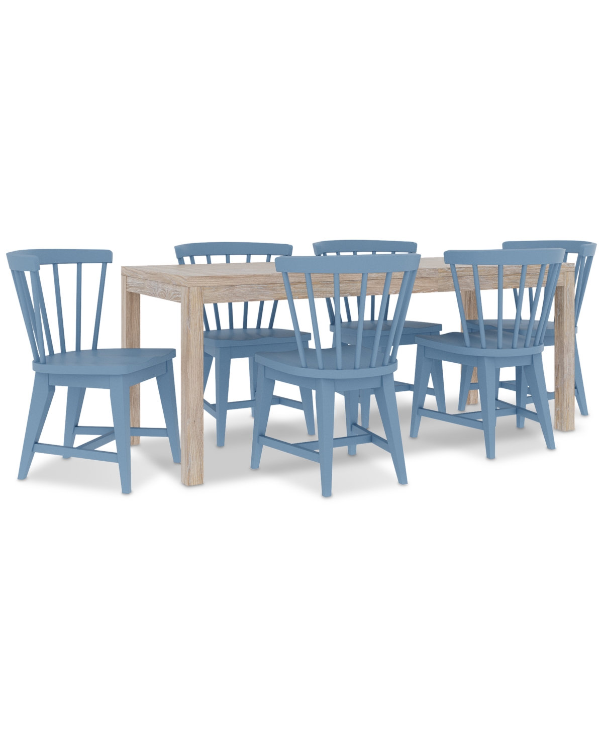 Shop Macy's Catriona 7pc Dining Set (rectangular Dining Table + 6 Wood Side Chairs) In Blue