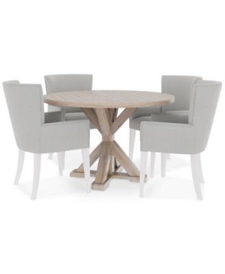 CLOSEOUT! Catriona 5pc Dining Set (Round Dining Table & 4 Upholstered Arm Chairs)