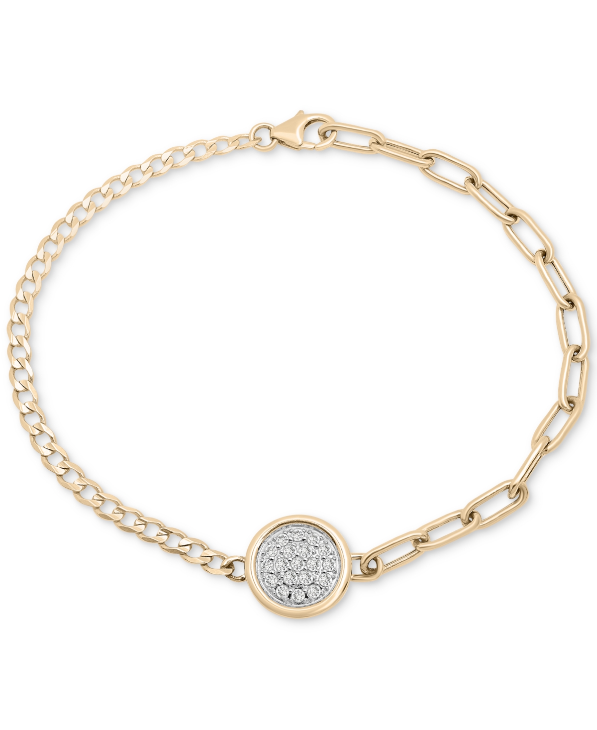 Diamond Pave Disc Two-Chain Link Bracelet (1/4 ct. t.w.) in Gold Vermeil, Created for Macy's - Gold Vermeil