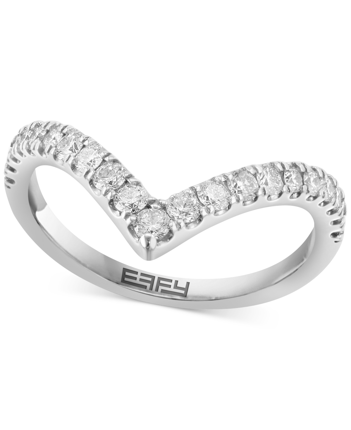 Shop Effy Collection Effy Diamond Chevron Ring (1/2 Ct. T.w.) In 14k White Gold