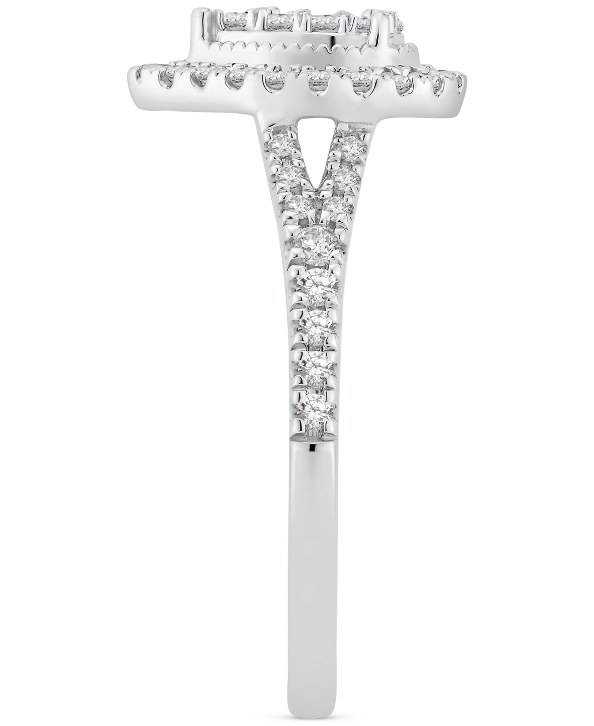 Macy's Diamond Halo Pear Shaped Cluster Engagement Ring (1/2 Ct. T.w.) In 14k White Gold In White Gold