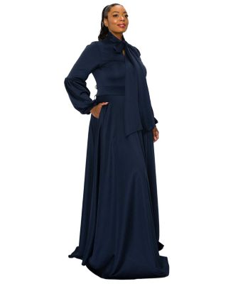 Plus Size Bella Donna Dress with Ribbon and Bishop Sleeves