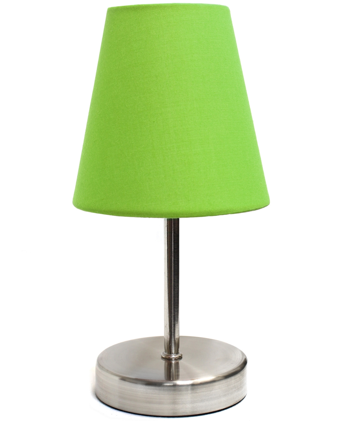 Shop Creekwood Home Nauru 10.5" Traditional Petite Metal Stick Bedside Table Desk Lamp With Fabric Empire Shade In Sand Nickel,green