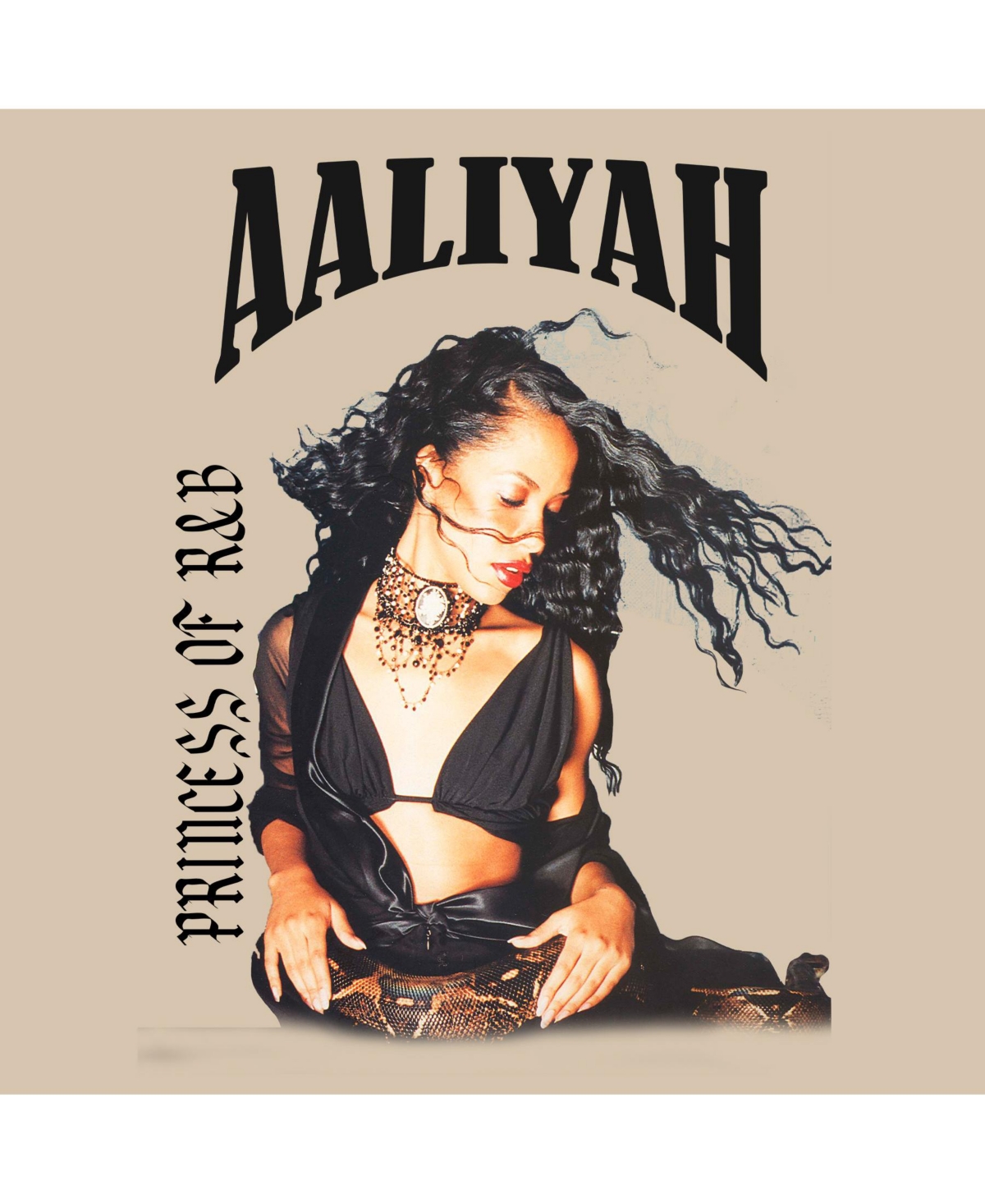 Shop Philcos Men's Aaliyah Snake Black Princess Of R&b T-shirt In Sand
