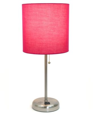 Oslo 19.5" Contemporary Bedside Standard Metal Table Desk Lamp with White Drum Fabric Shade