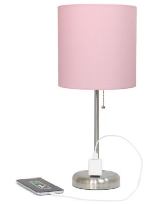 Oslo 19.5" Contemporary Bedside Standard Metal Table Desk Lamp with White Drum Fabric Shade
