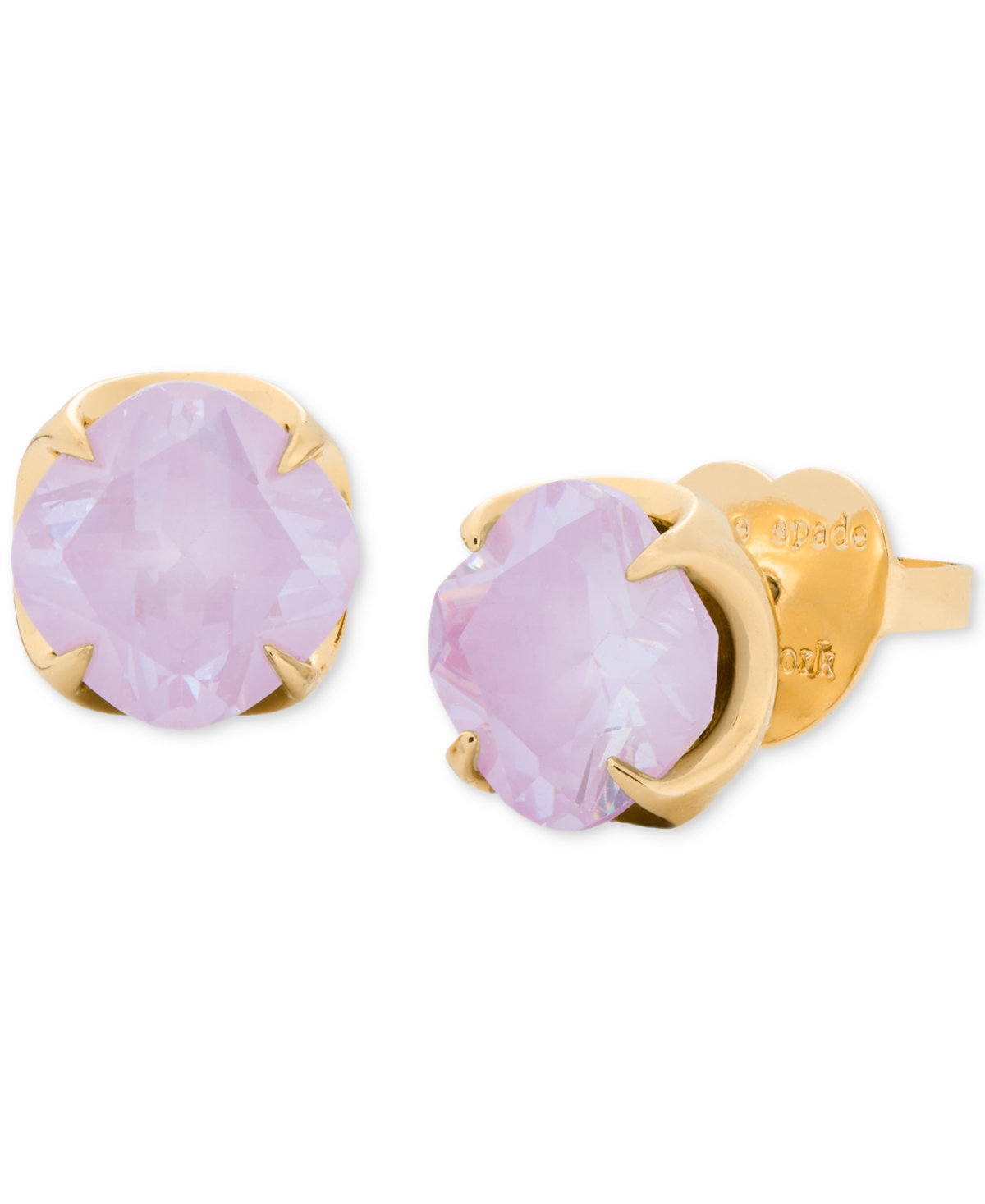 Gold-Tone Color Cubic Zirconia Stud Earrings - Lilac.