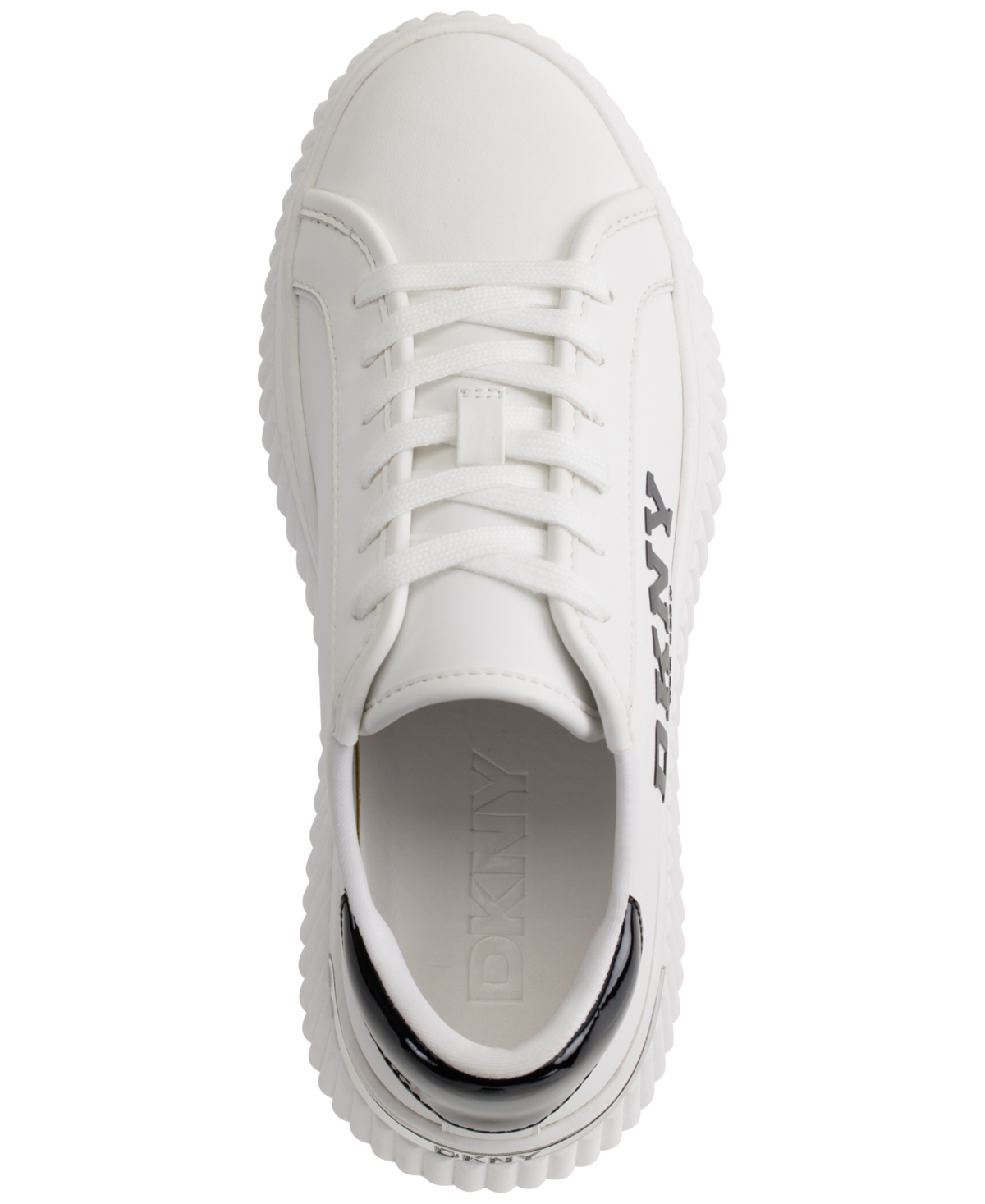 Shop Dkny Women's Leon Lace-up Logo Sneakers In White,royal Blue
