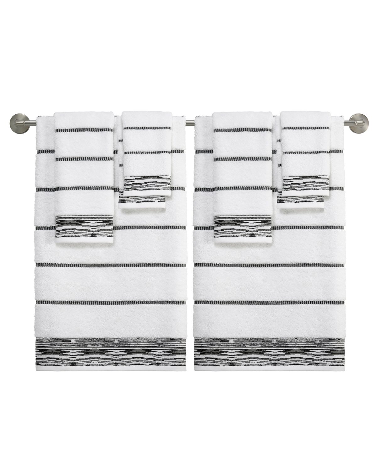 Shop Nicole Miller Sydney 2-pc. Hand Towel Set, 16" X 28" In White,blk