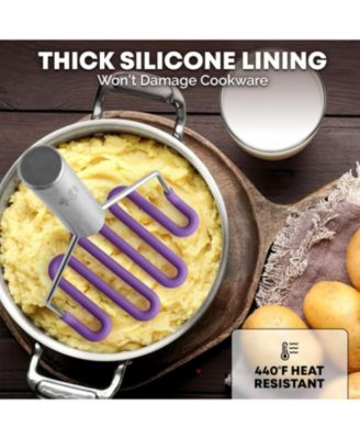 Non-Scratch Potato Masher Kitchen Tool - Durable Stainless Steel Mashed Potatoes Masher