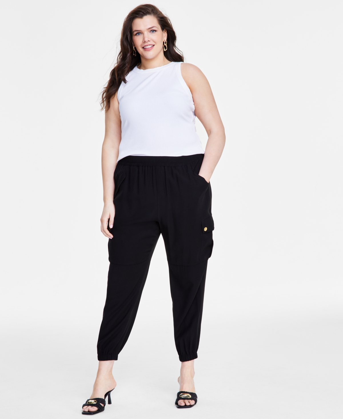 Plus Size Cargo Jogger Pants, Created for Macy's - Deep Black