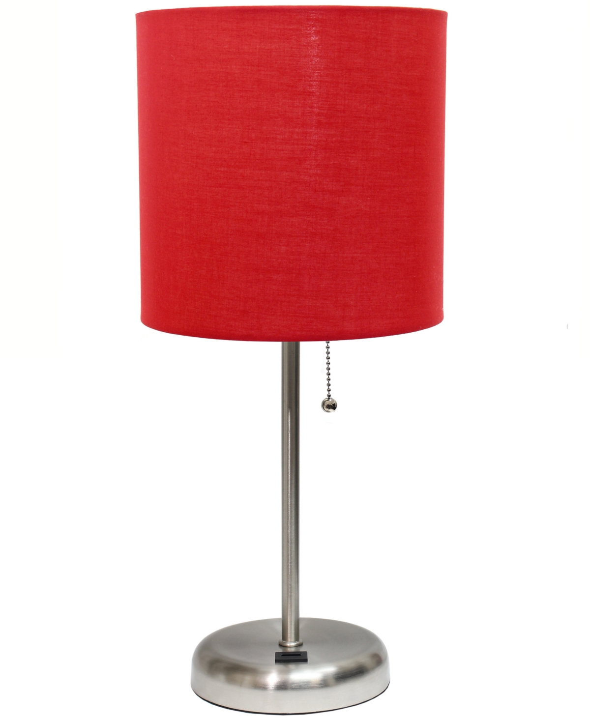 Shop Creekwood Home Oslo 19.5" Contemporary Bedside Usb Port Feature Standard Metal Table Desk Lamp In Br.steel,red Shade