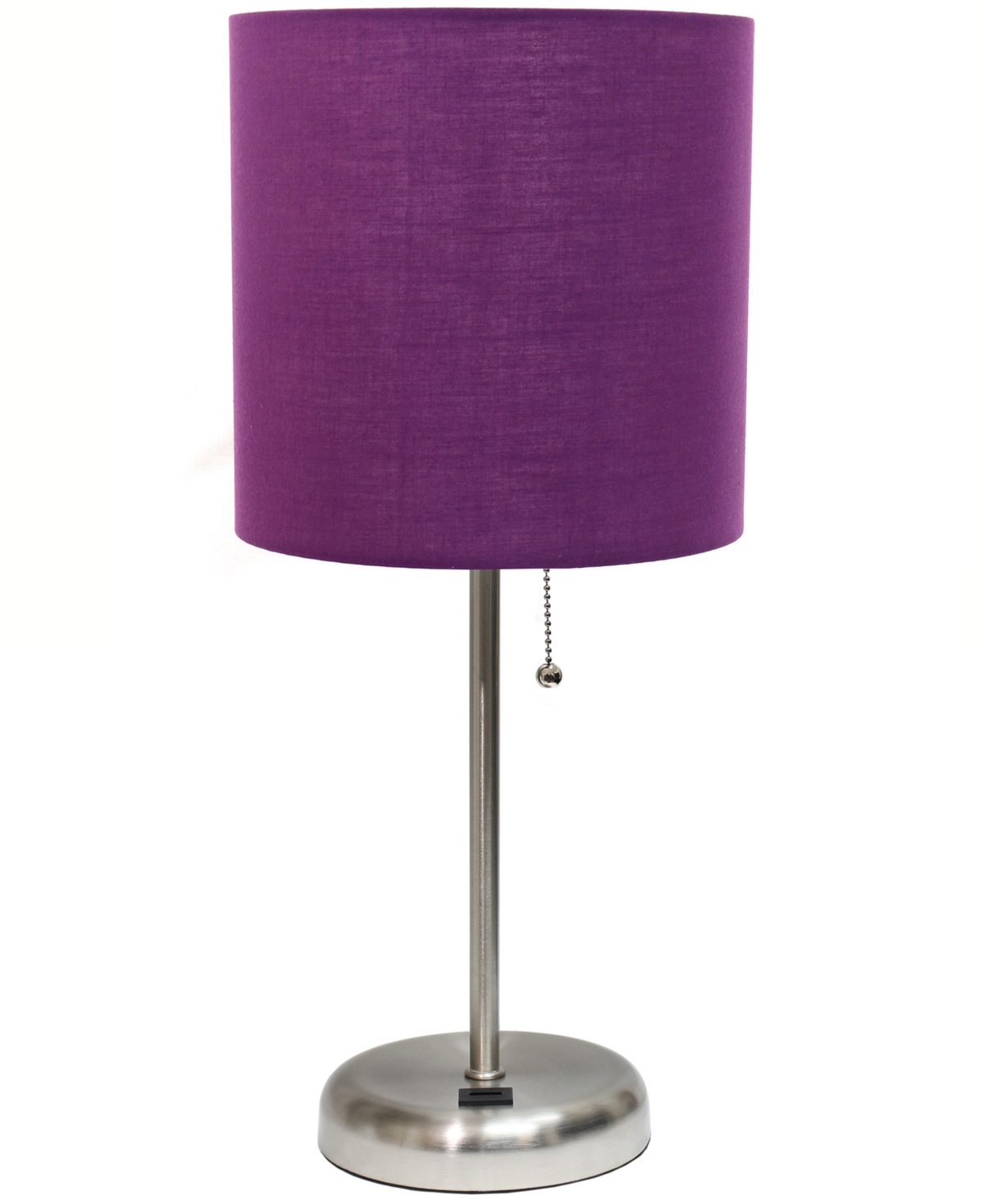 Shop Creekwood Home Oslo 19.5" Contemporary Bedside Usb Port Feature Standard Metal Table Desk Lamp In Br.steel,purple