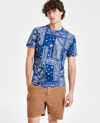 Sun + Stone - Men's Short Sleeve Crewneck Bandana Print T-Shirt
