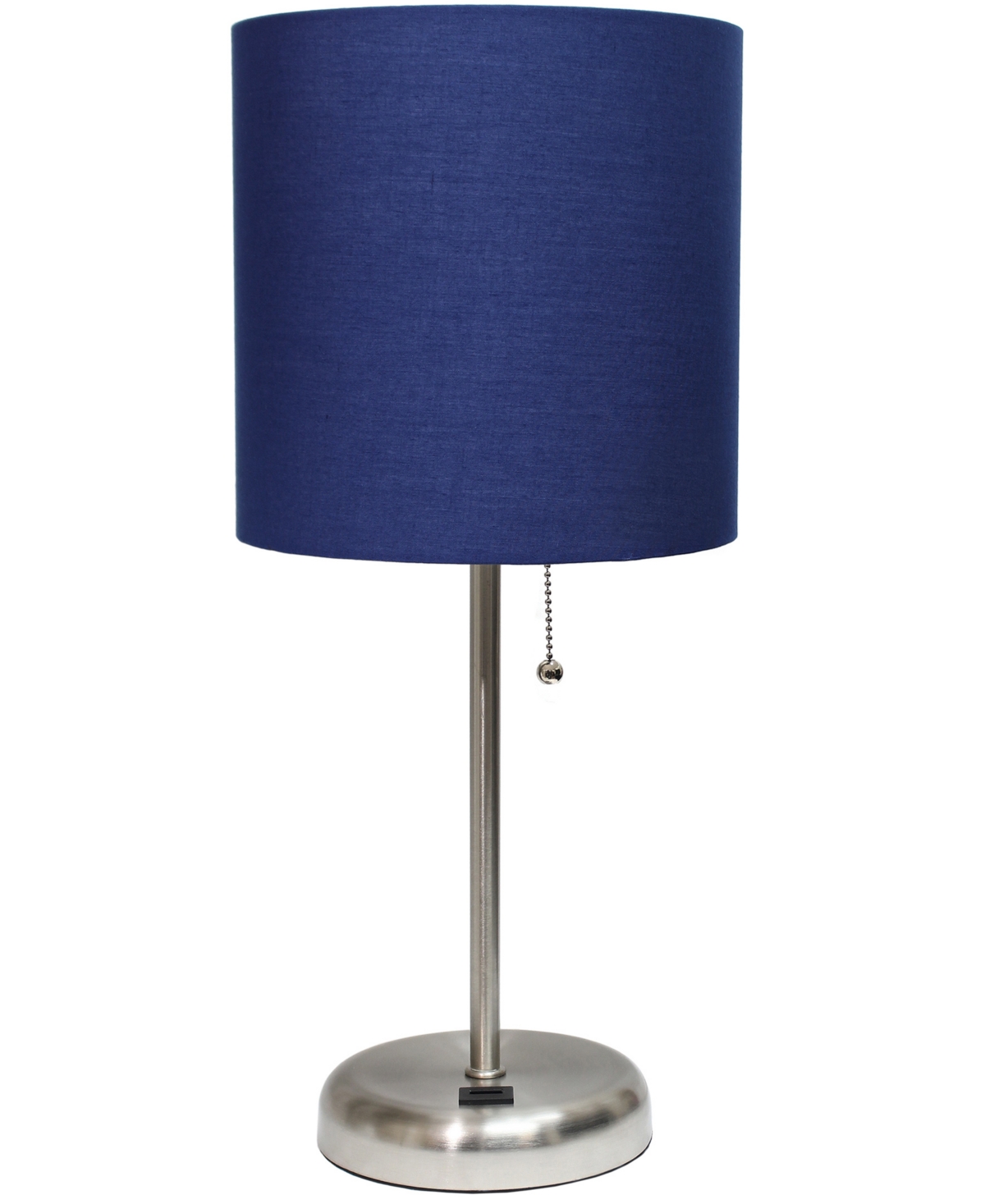 Shop Creekwood Home Oslo 19.5" Contemporary Bedside Usb Port Feature Standard Metal Table Desk Lamp In Br.steel,navy Blue