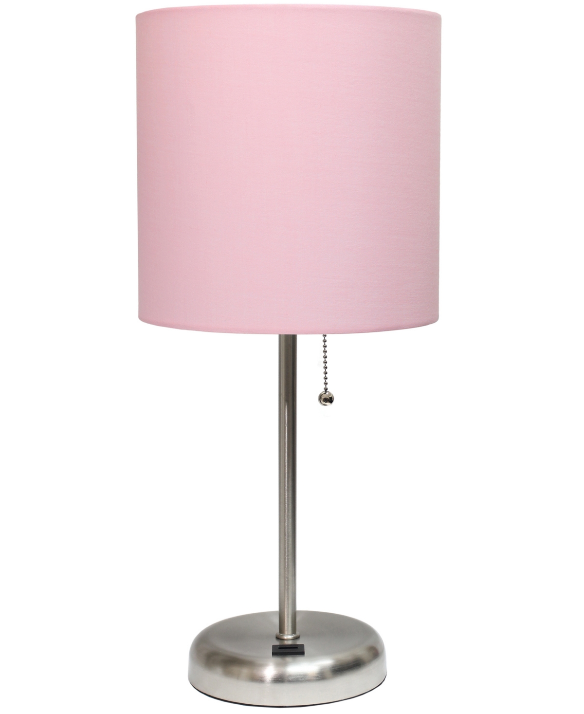Shop Creekwood Home Oslo 19.5" Contemporary Bedside Usb Port Feature Standard Metal Table Desk Lamp In Br.steel,light Pink