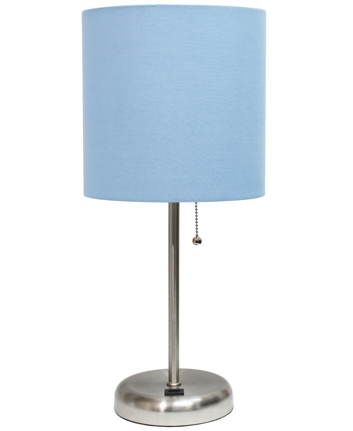 Shop Creekwood Home Oslo 19.5" Contemporary Bedside Usb Port Feature Standard Metal Table Desk Lamp In Br.steel,blue Shade