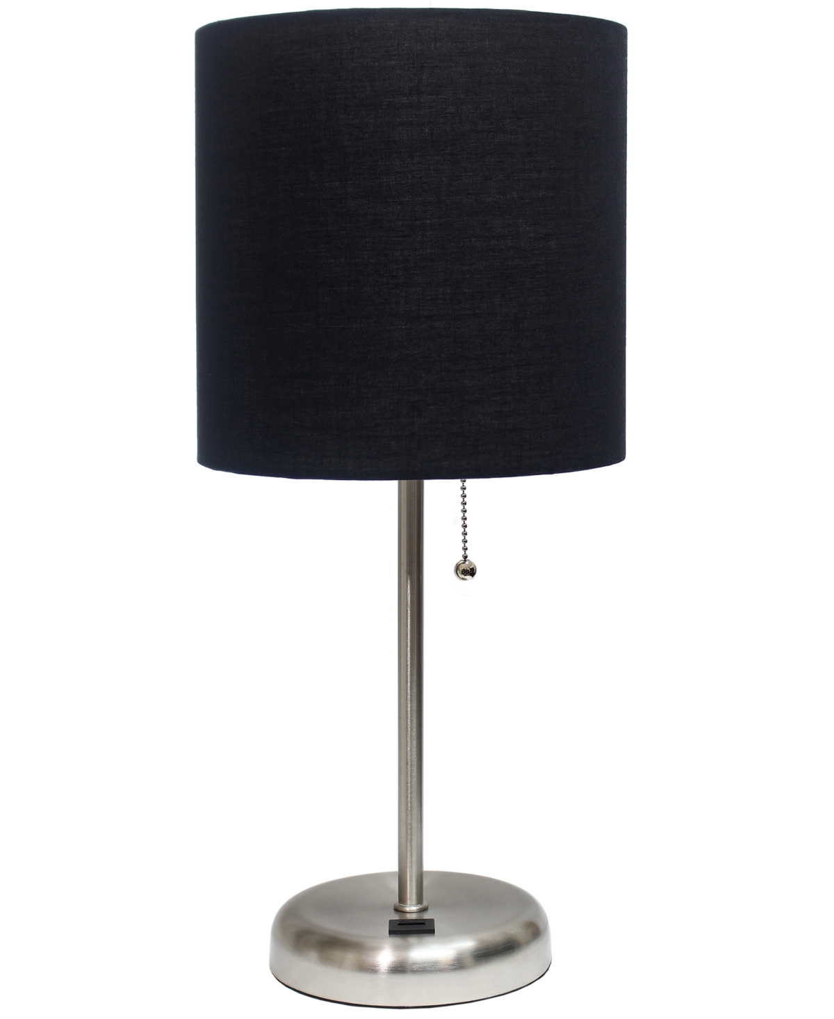 Shop Creekwood Home Oslo 19.5" Contemporary Bedside Usb Port Feature Standard Metal Table Desk Lamp In Br.steel,black Shade