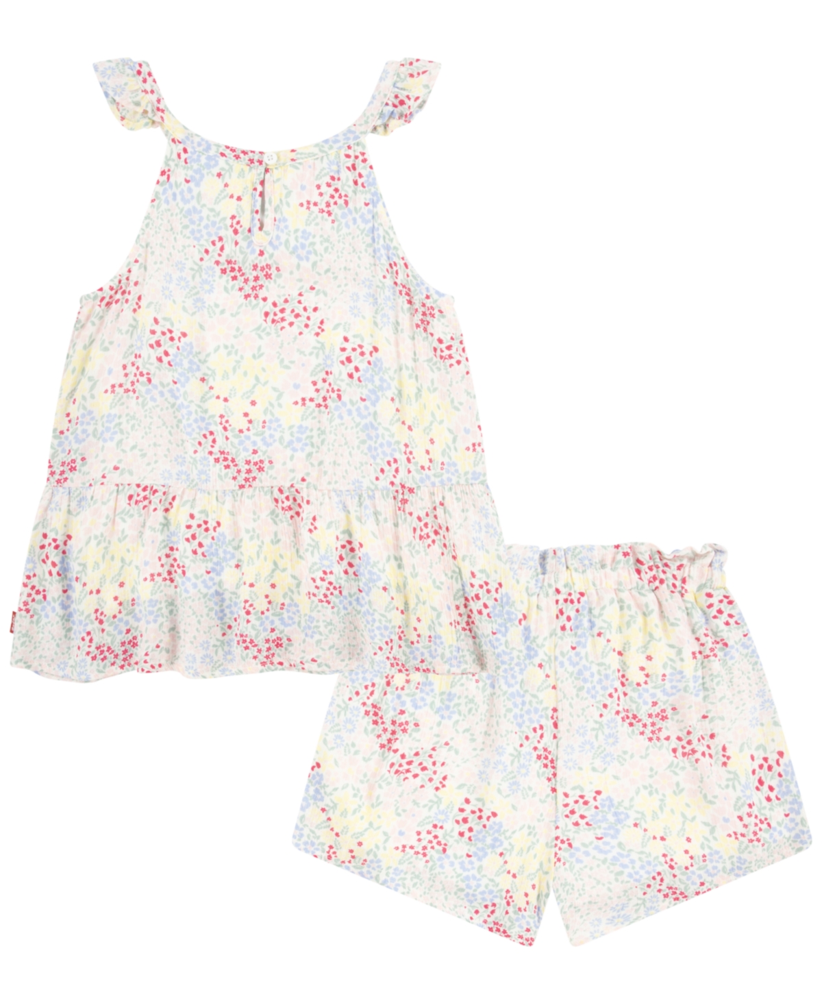 Shop Levi's Toddler Ruffle Collar Tank Top And Shorts Set In Sugar Swizzle