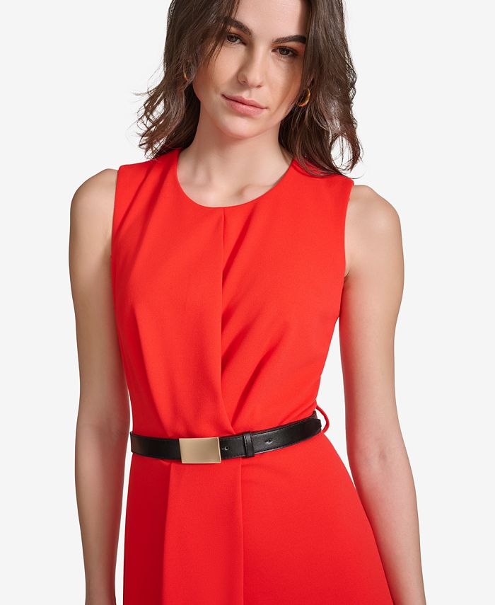 Calvin Klein Women's Belted a Line Wear to Work Dress -Black Size 4